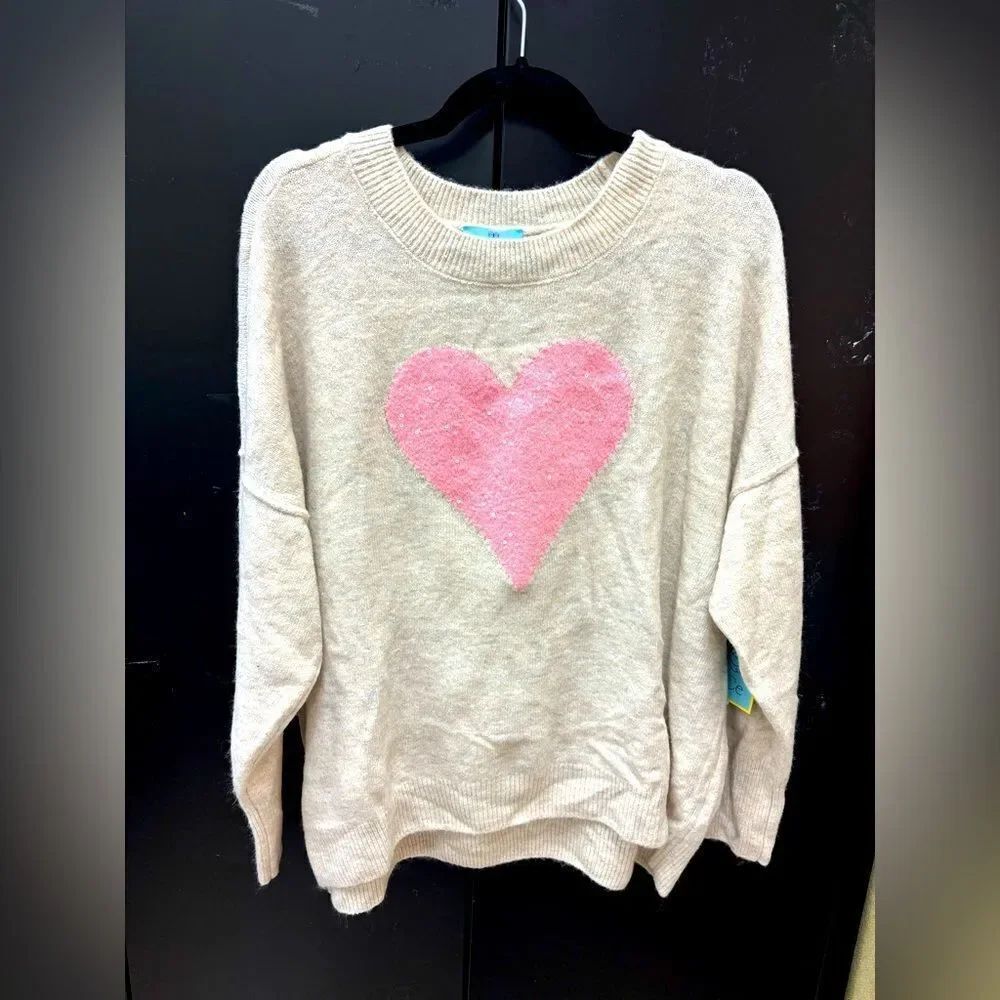 Cream Sweater with Pink Heart by CeCe, NWT